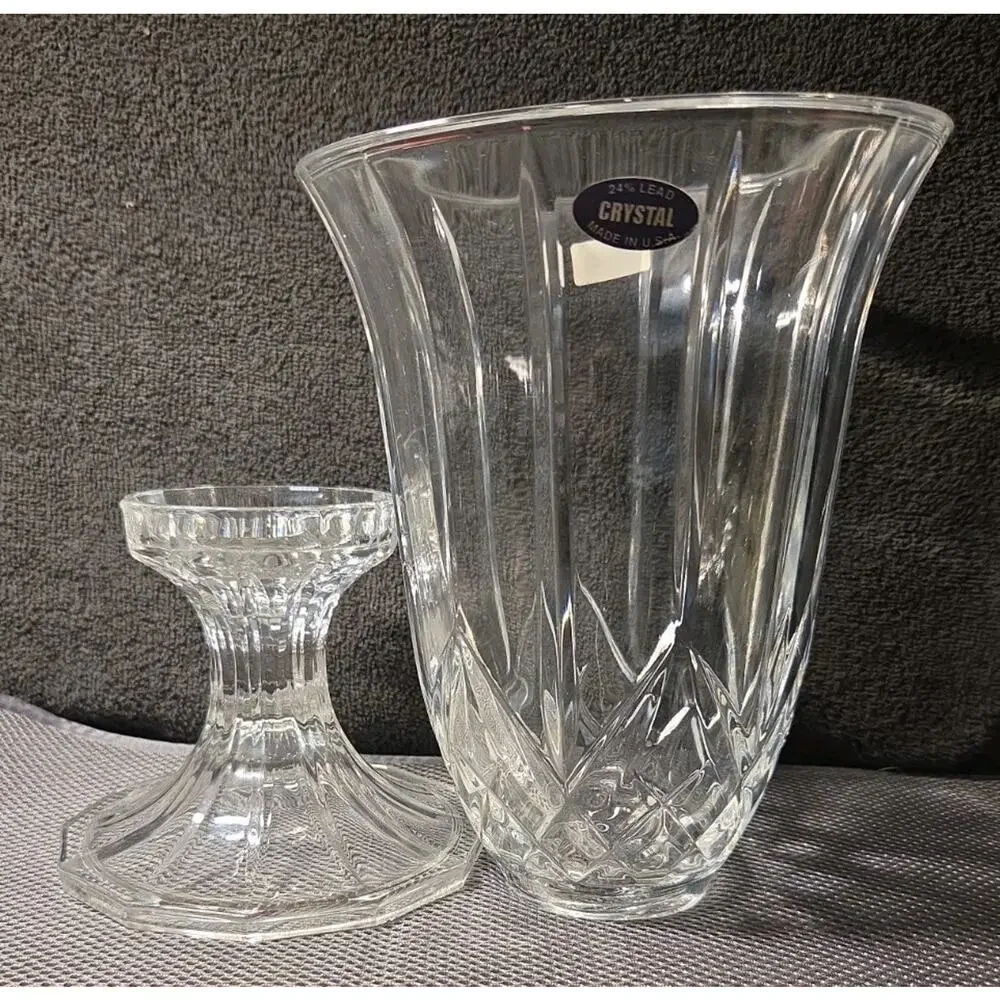 Shannon by Royal Crystal Rock - Vintage 24% Lead Crystal Hurricane Lamp & Globe